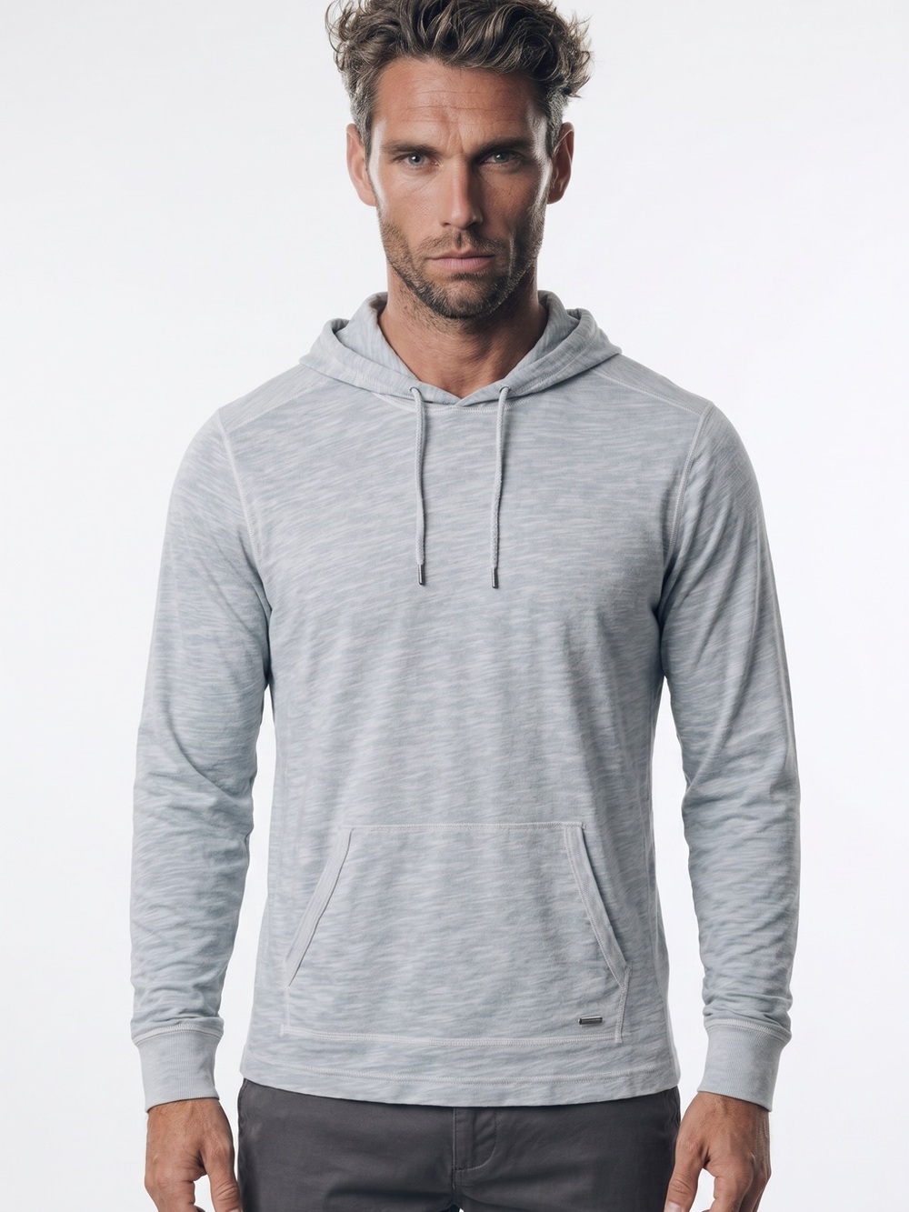 Calvin‎ Klein Mens Light Blue Slub Knit Lightweight Hoodie Sweatshirt Medium